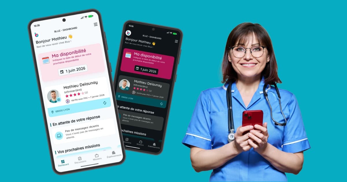 Bluz se réinvente : thèmes sombre et clair, Material Design 3 et nouvelles fonctionnalités pour les soignants