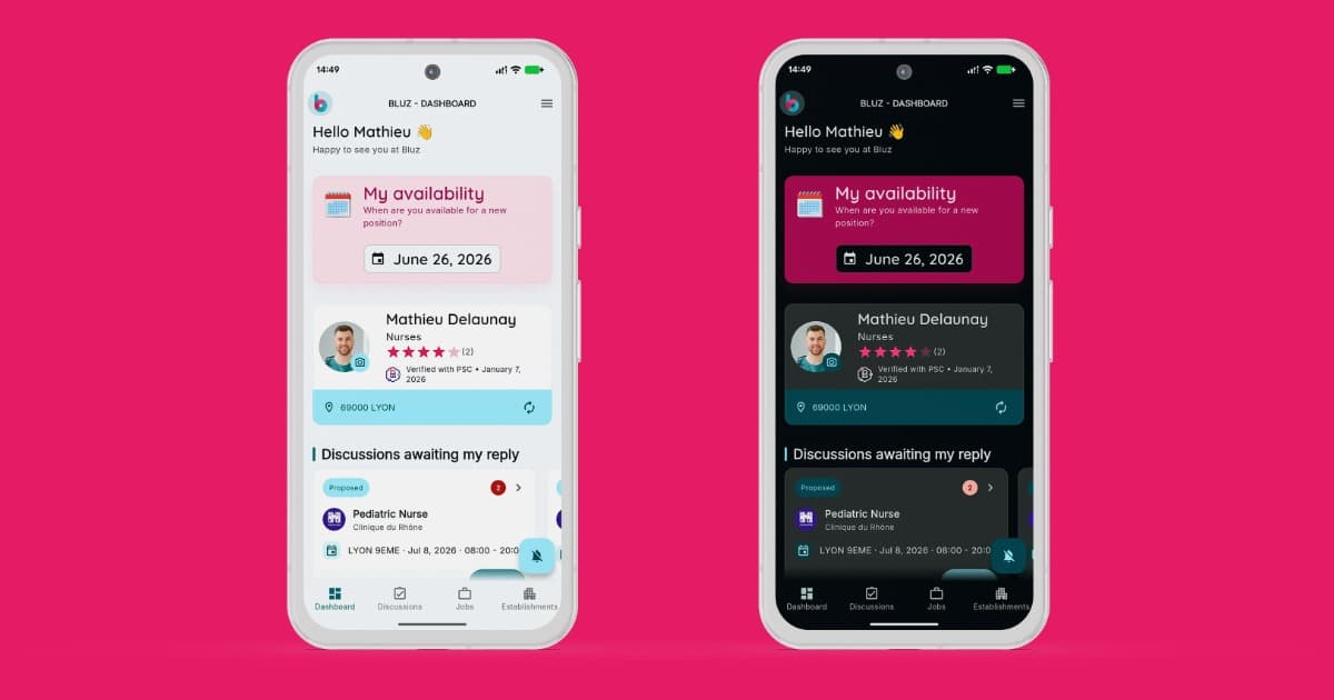 Bluz dark and light themes - dashboard