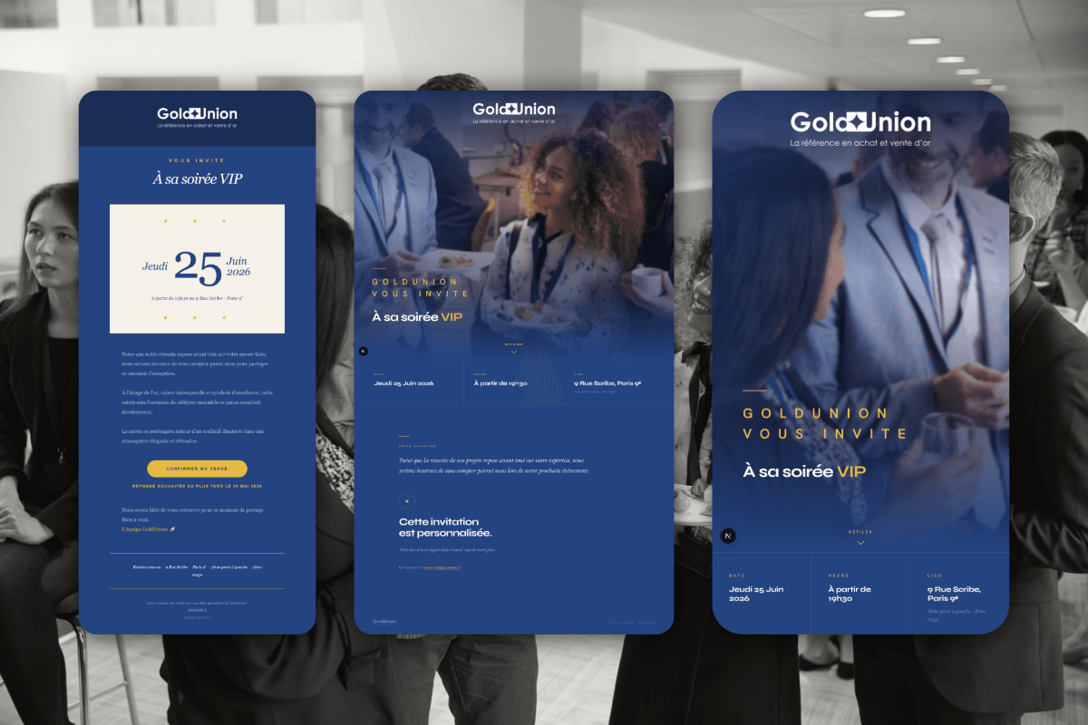 GoldUnion — Campagne email et gestion d'événement VIP