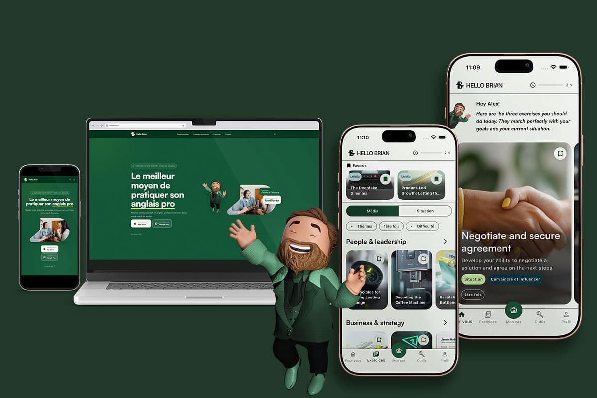 Hello Brian — Application de coaching en anglais professionnel